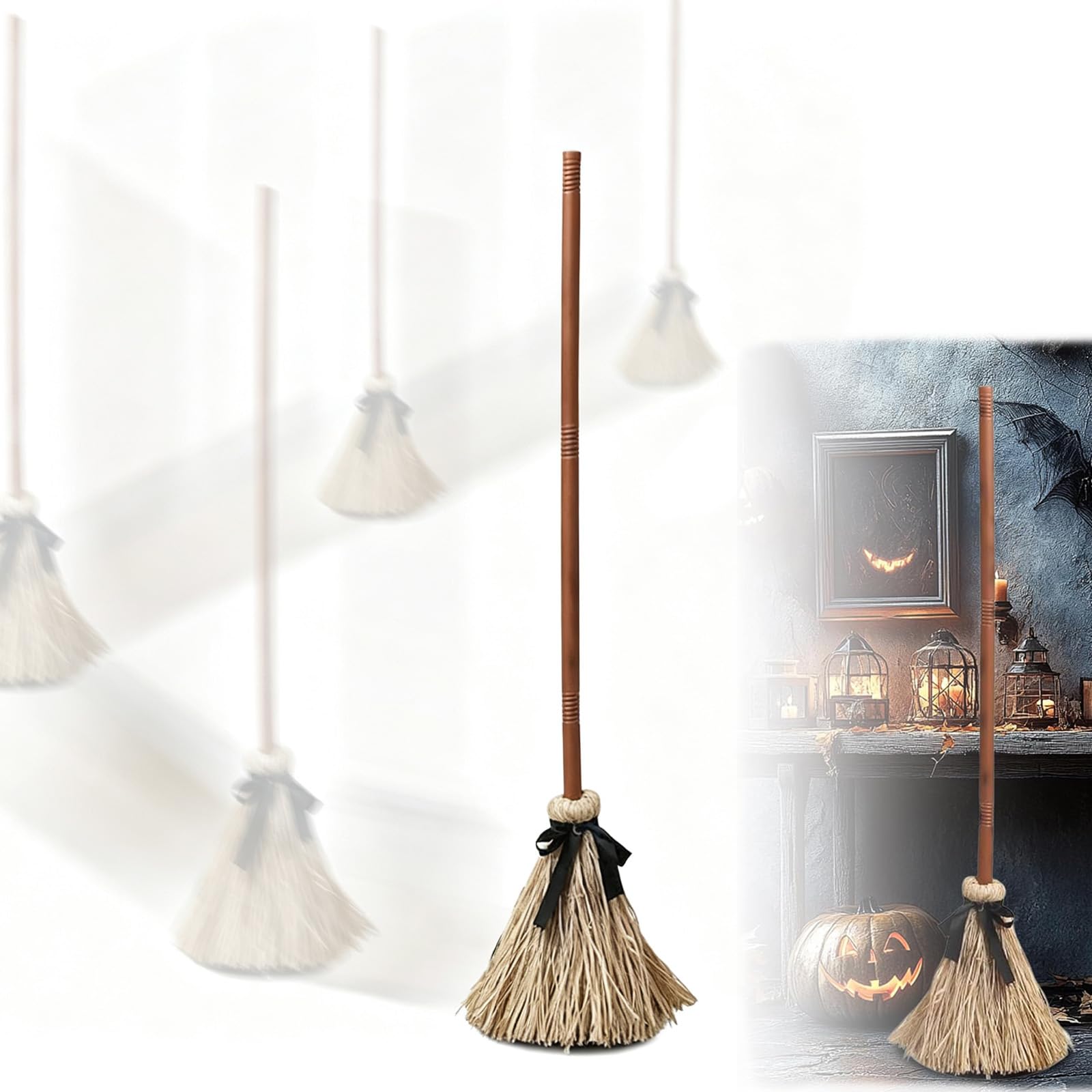 Floating Witch's Broom –Haunted Dancing Broom with Sound & Touch Activated Sensor Spooky Halloween Party Decor Haunted Dancing Magic Broom for Home