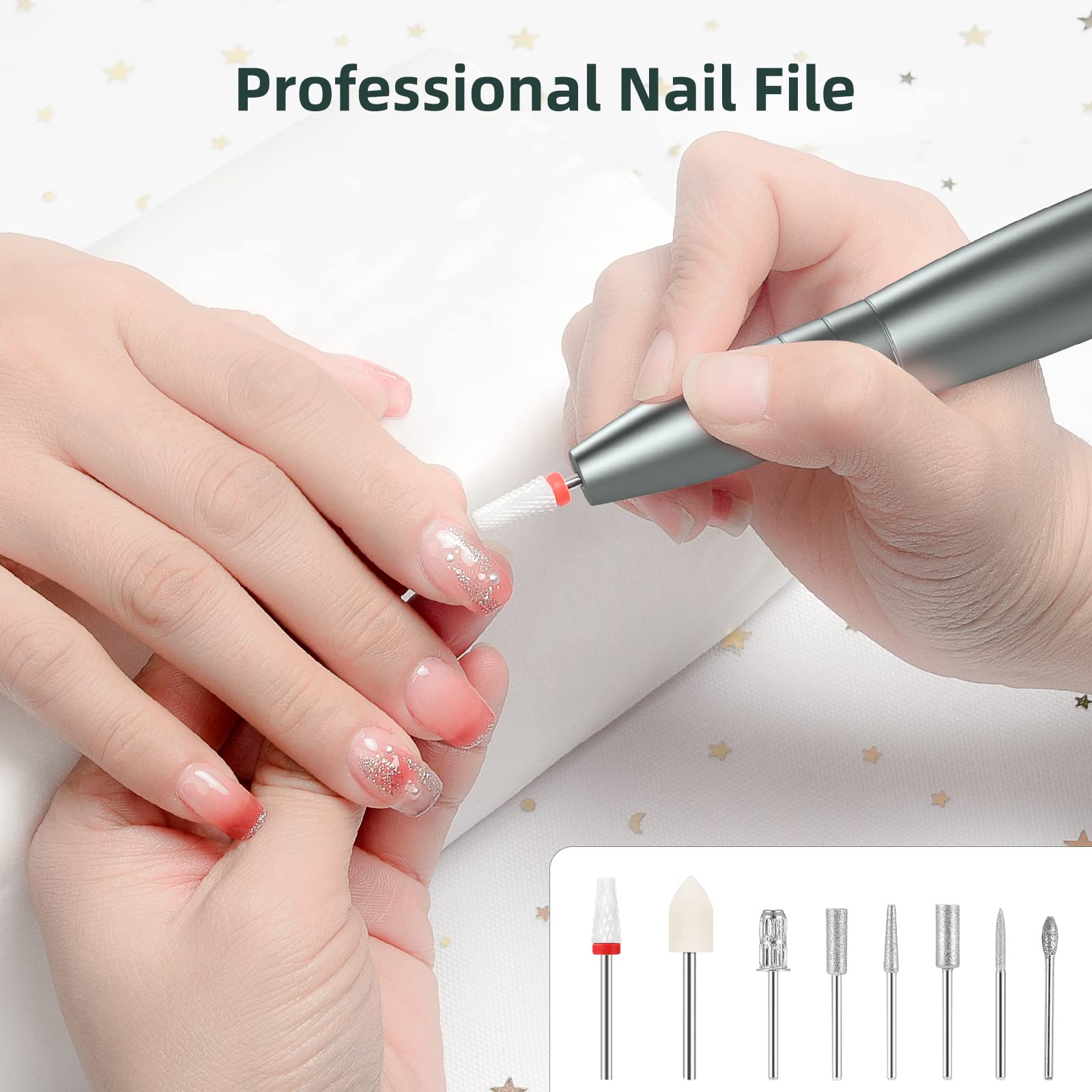 Efile - Taladro eléctrico de uñas, máquina portátil de manicura y pedicura, kit profesional de lima de uñas, herramientas para pulir, dar forma, quitar uñas de gel acrílicas, uso doméstico o de 5