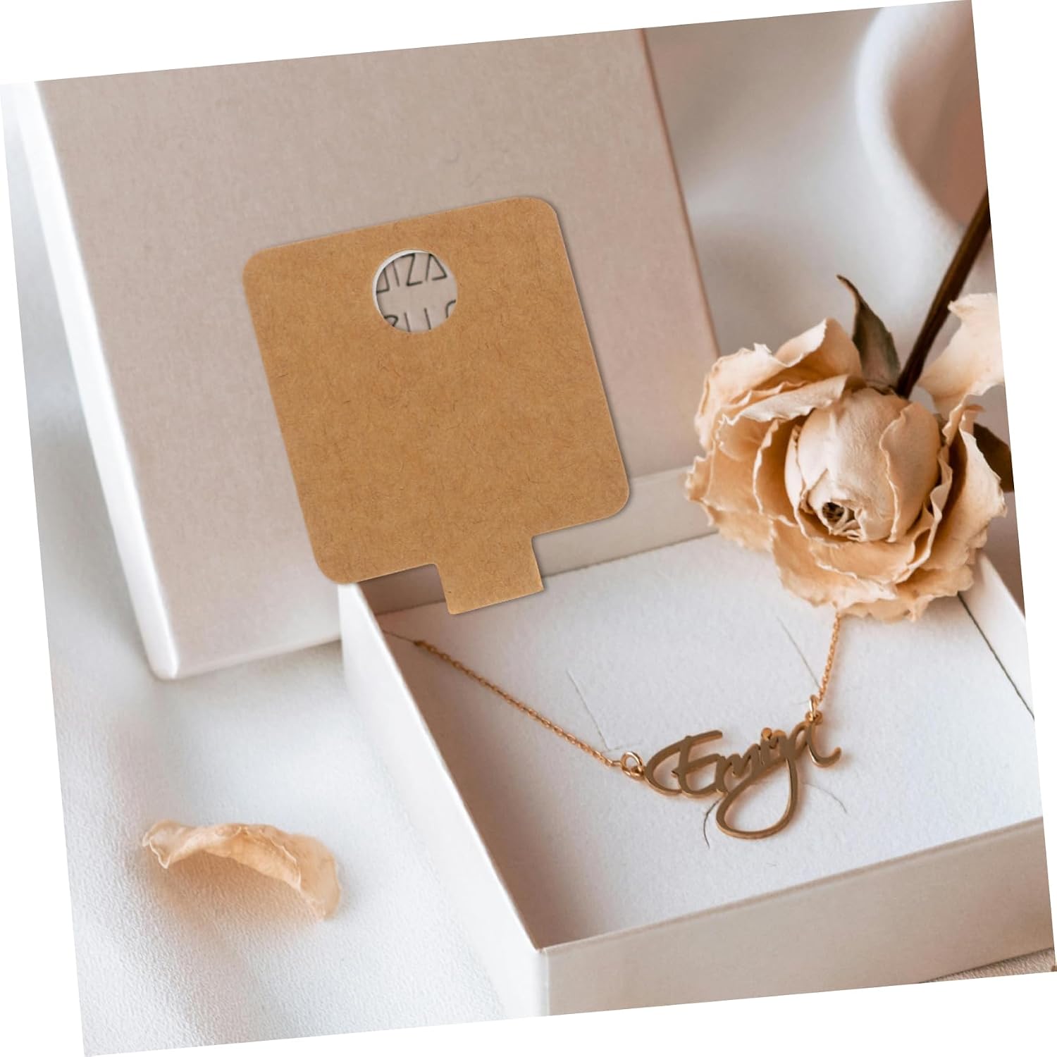 200Pcs Self Adhesive Necklace Display Cards Decorative Folding Cards for Jewelry Packaging for Bracelets Earrings Crafts Convenient Portable Easy to Use