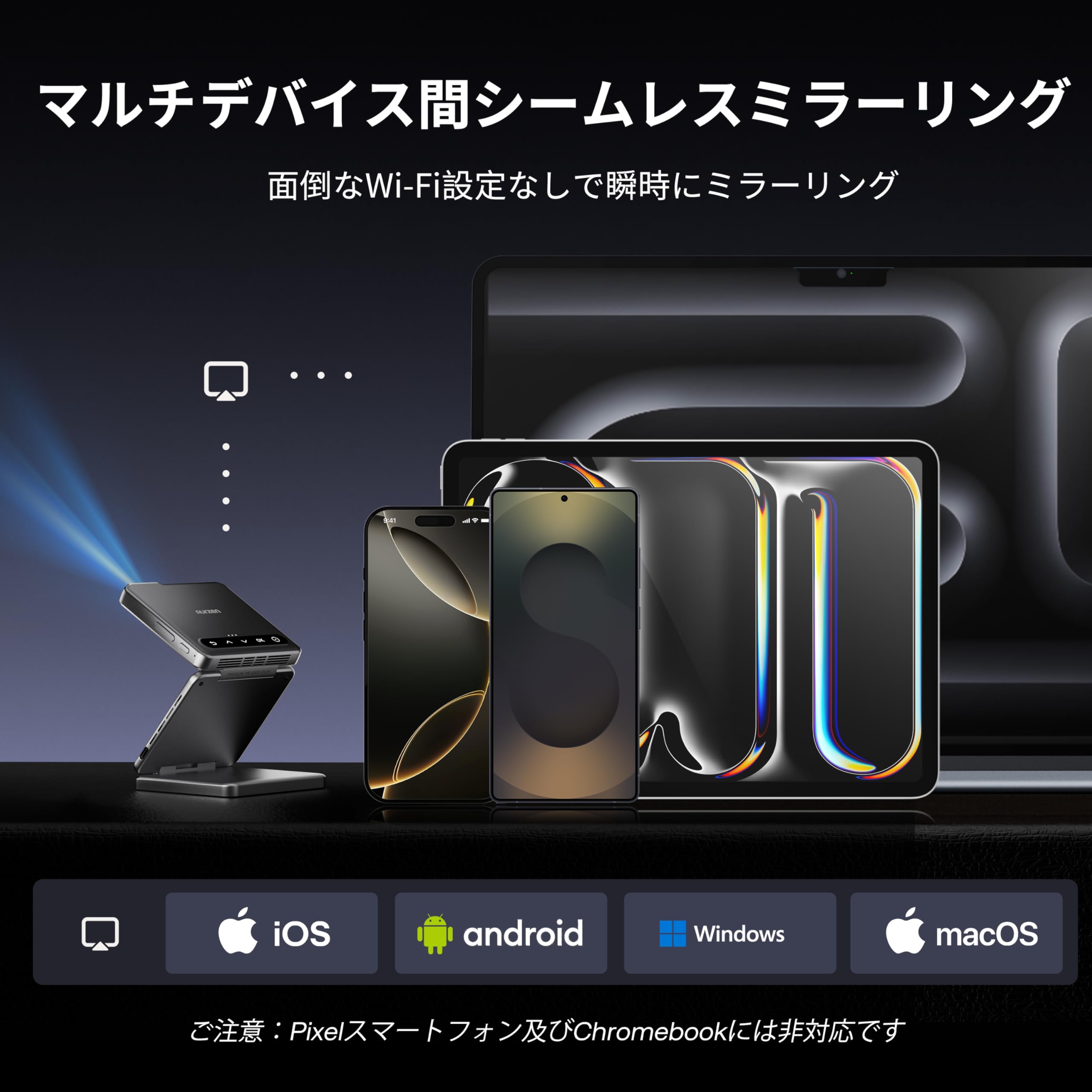 スマートプロジェクター ロースゴールド Amazon | 【2025高い性能・180°回転・天井投影】 プロジェクター