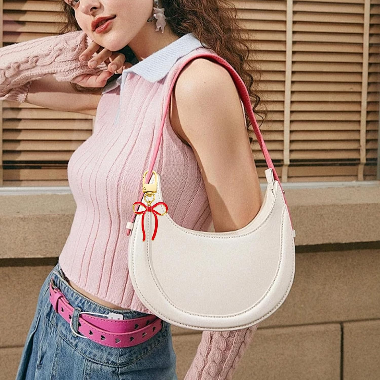 Black Bow Keychain for Women, Coquette Aesthetic Bowknot Charms Accessories for Handbag Backpack Car Keys - Image 5