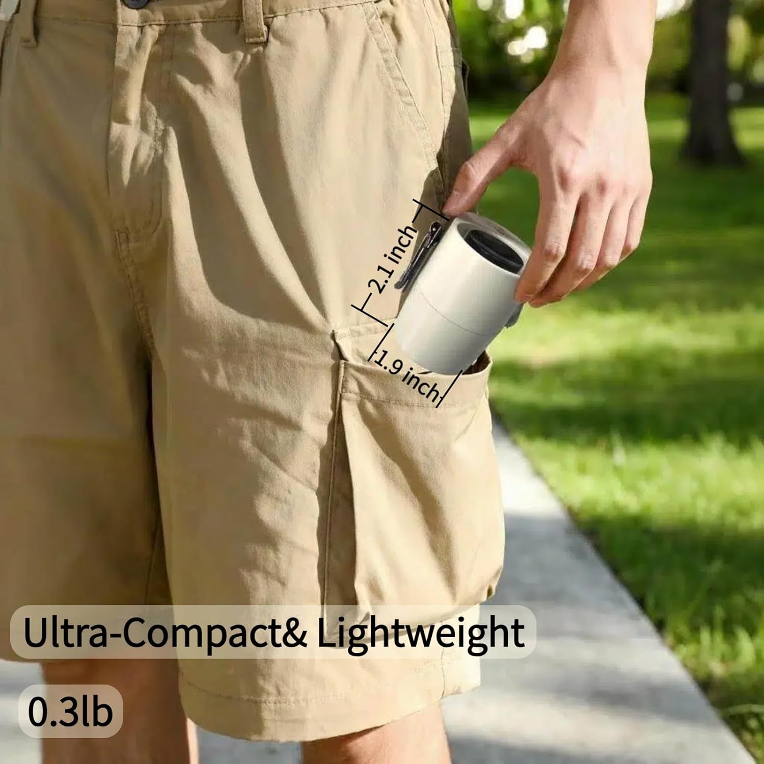 CHICWAY Portable Clip On Fan, 6-Speed Small Waist Fan with LED Display, 20H Rechargeable Personal Fan with Flashlight, Hands-Free Shirt/Belt/Desk Mini Fan for Outdoor, Travel, Camping
