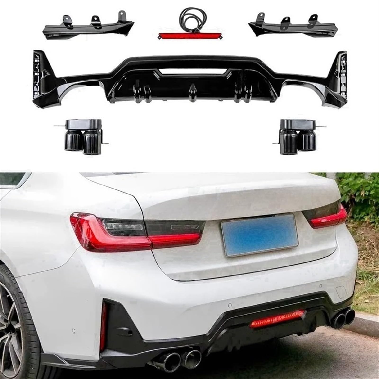 Amazon | リアディフューザー、BMW G20 LCI M Sport 320i 325i 2023+ 