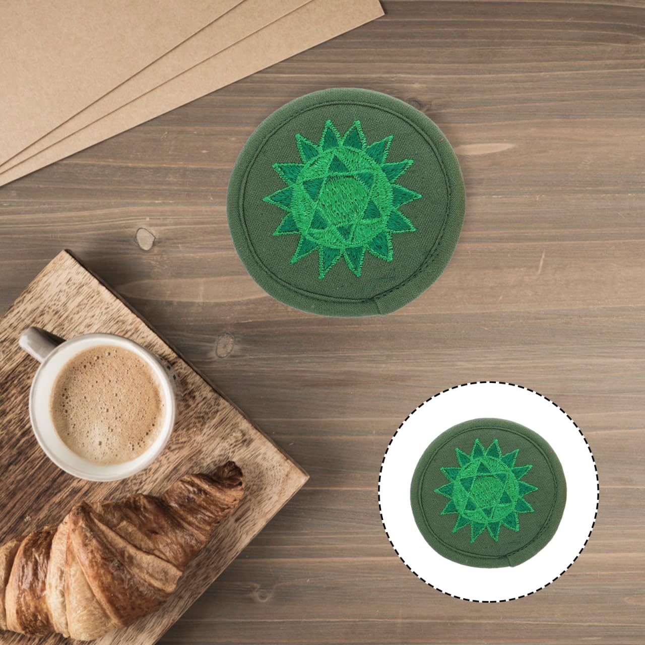 BESTonZON Cojín para cuenco tibetano de Buda, base redondeada, almohadilla de meditación religiosa de alta calidad, almohadilla de bordado para yoga y meditación, idea de regalo para amigos, verde