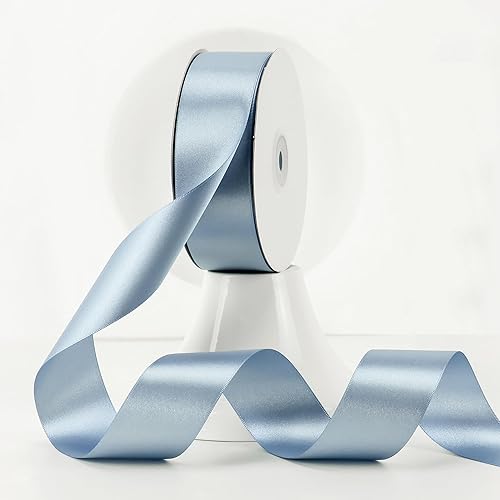 MEEDEE Cinta de satén azul pizarra  1-12 pulgadas de doble cara, 50 yardas para árbol de Navidad, bodas, ramos de flores