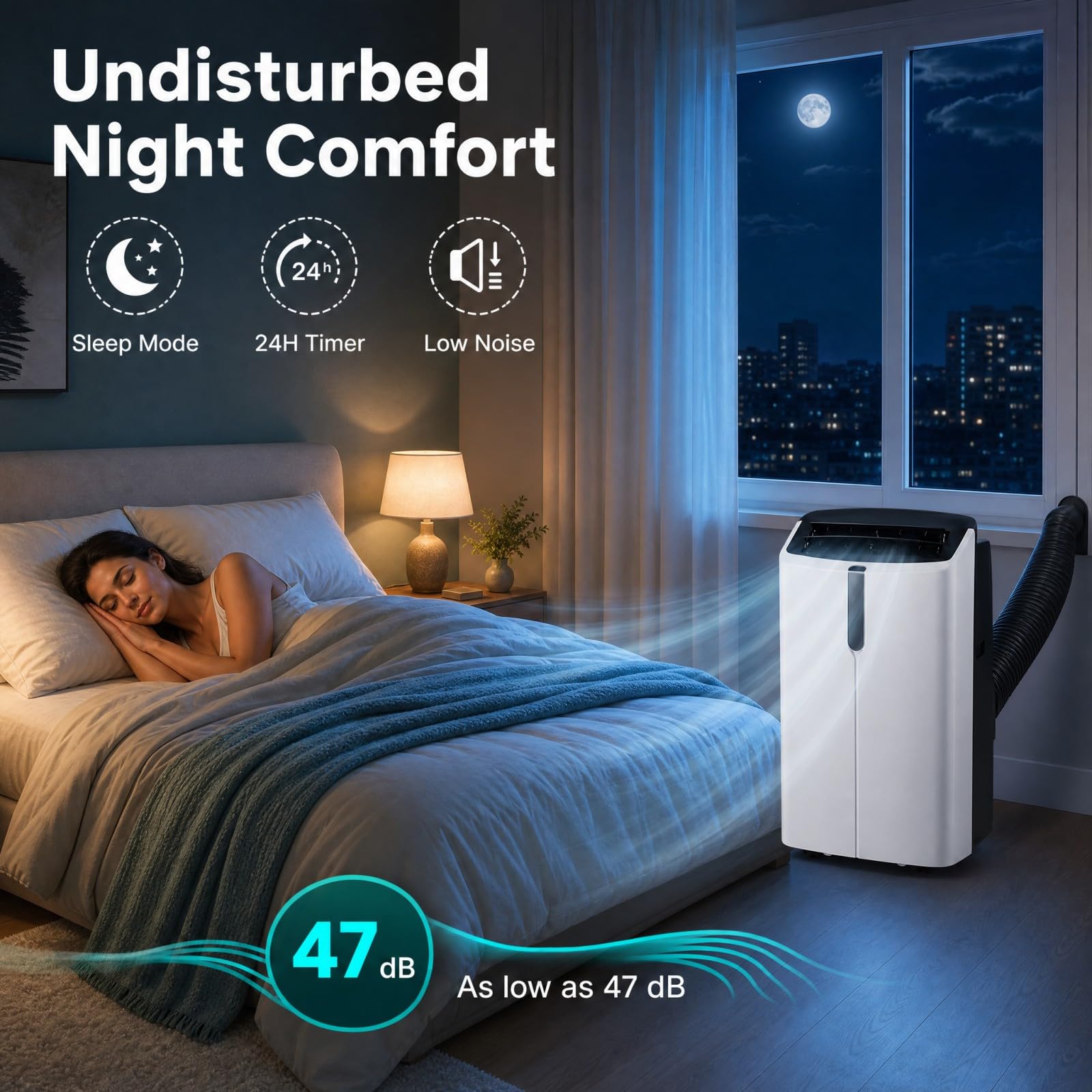LIFEZEAL Climatiseur Mobile, Climatiseur Portable avec Fonctions Refroidissement, Chauffage, Déshumidification et Ventilation, Télécommande/Wi-Fi, Minuterie 24H (Style4-14000 BTU)