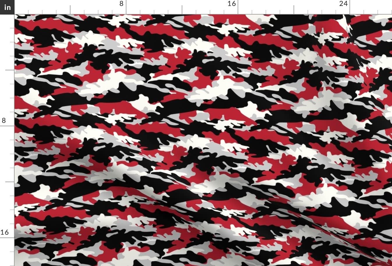 Spoonflower Fabric - Camouflage Camo Black Red Grey Woodland Army Lumberjack Printed on Minky Fabric by The Yard - Sewing Baby Blankets Quilt Backing Plush