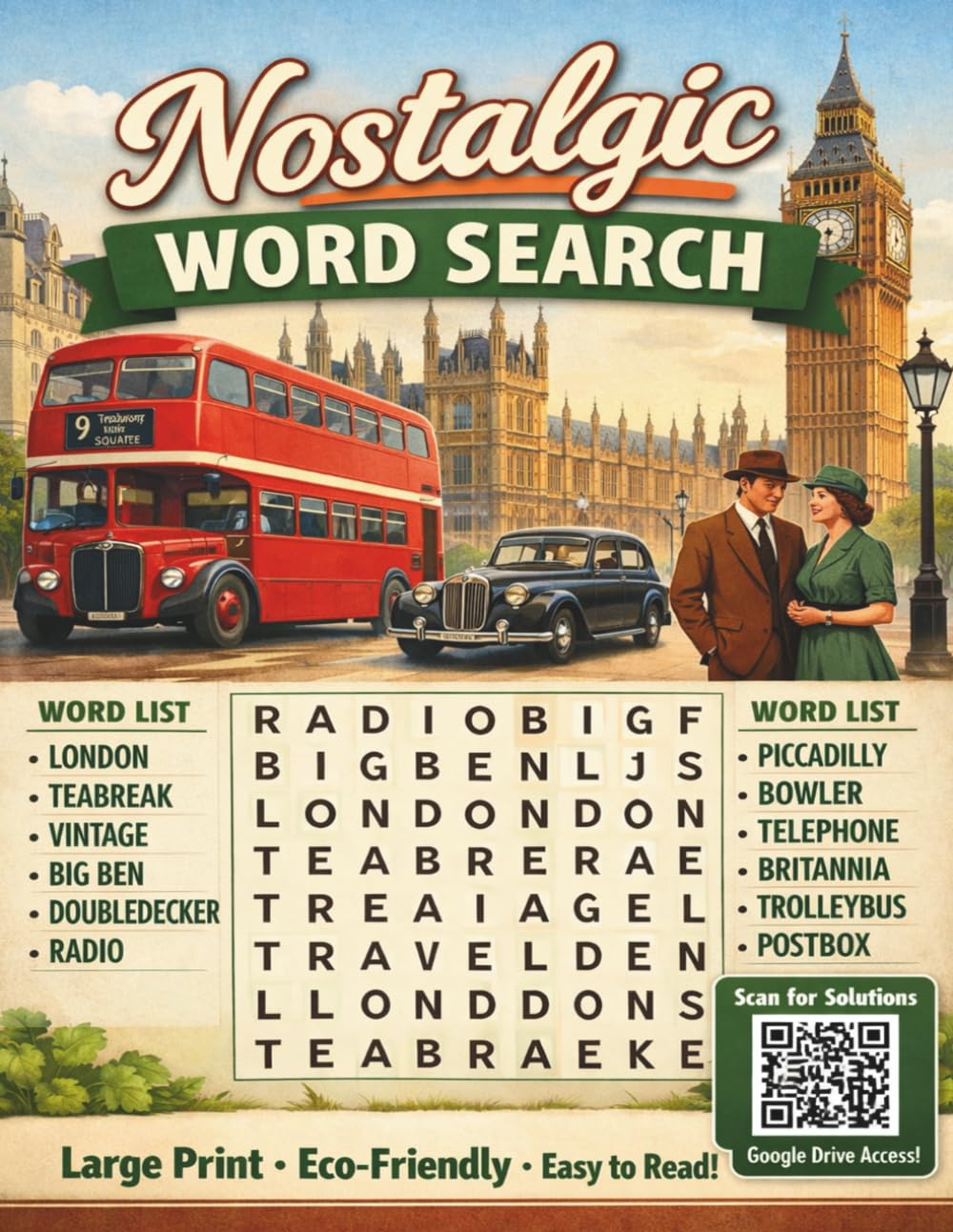 NOSTALGIC WORD SEARCH: 100 Large Print Puzzles to Relax, Remember, and Enjoy the Past