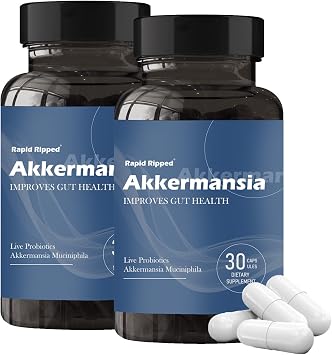 Akkermansia Probiotic with Prebiotic Fiber - Increases GLP-1 Production, Delayed Release, Third-Party Tested, 100M AFU Live Strain for Gut Health for Men & Women 2pcs
