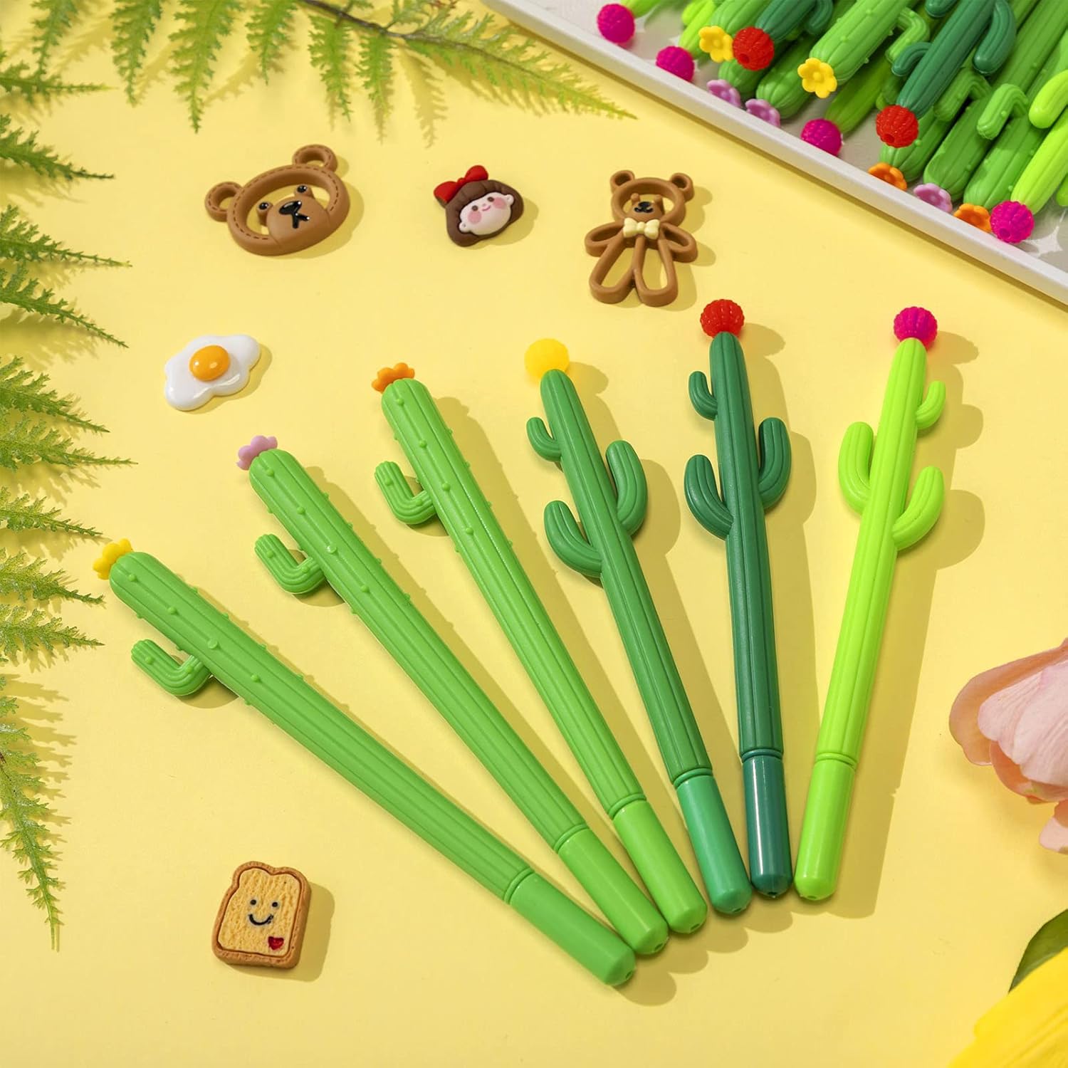 48 Pcs Cactus Shaped Pens Cacti Writing Pens 0.5 mm Black Ink Cactus Gel Pens Cute Stationary Saguaro Rollerball Pens Cactus Pens with Flowers for Office School Cactus Theme Party Boutique Supplies
