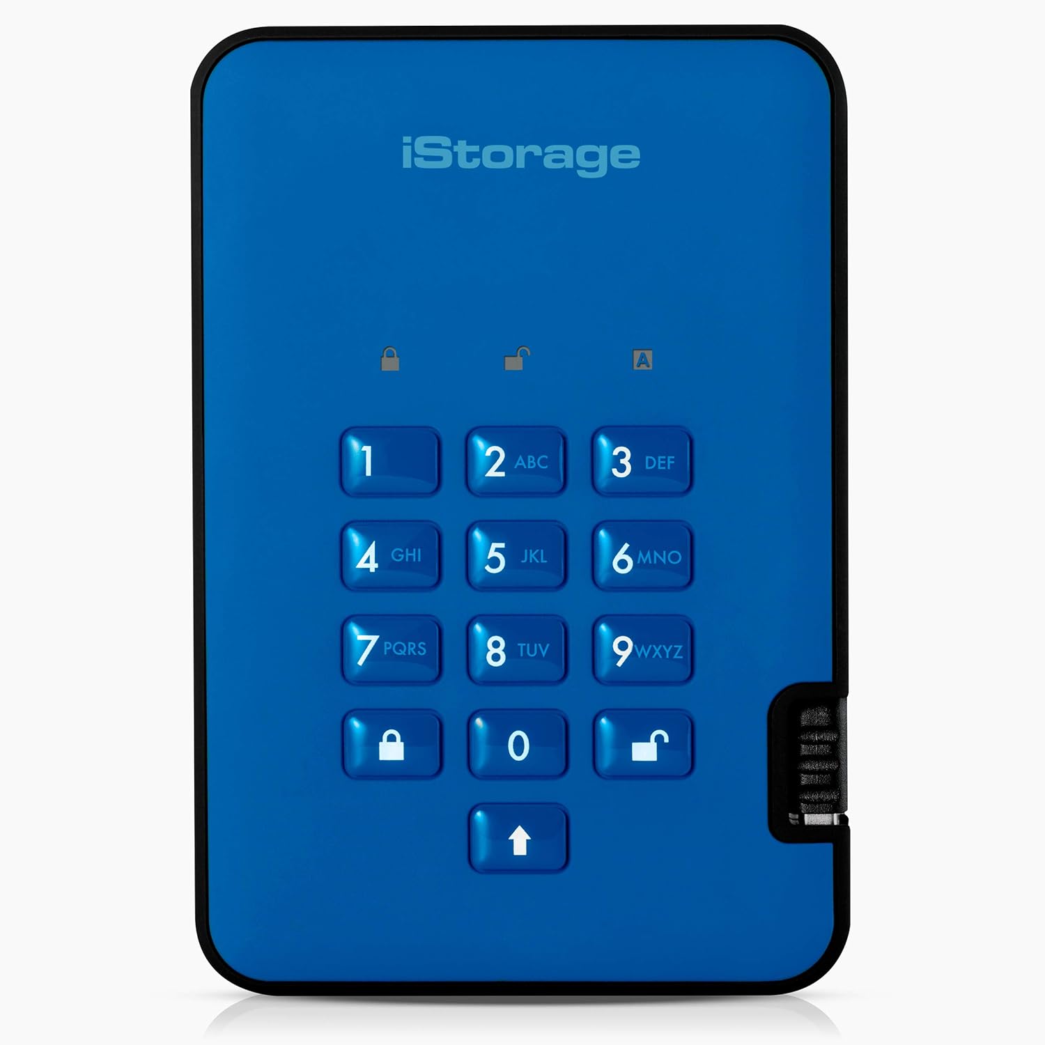 iStorage diskAshur2 HDD 4TB Blue – Secure portable hard drive – Password protected, dust and water resistant, portable, military grade hardware encryption USB 3.1 IS-DA2-256-4000-BE