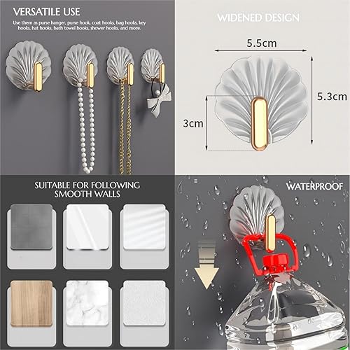 Miniatura 5 de KINTEGOOD Gancho decorativo sin perforaciones, gancho de almacenamiento trasero de puerta, gancho adhesivo fuerte sin costuras (4 paquetes)