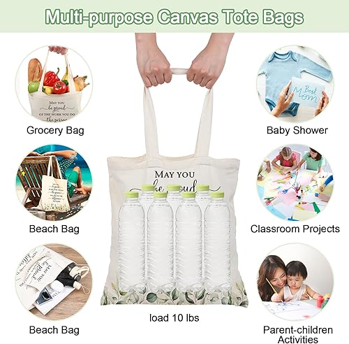 Vista 6 de Roowest 60 bolsas de lona de Navidad para empleados, bolsas de lona de algodón reutilizables (May You Be Proud)