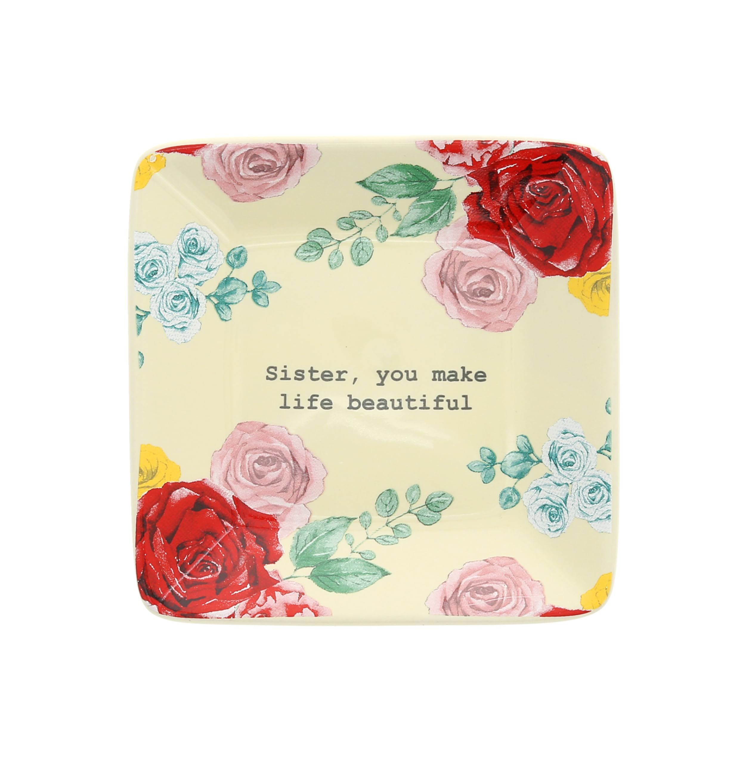 Porte-bijoux carré pour sœur, le cadeau idéal d'un frère avec fleurs de printemps