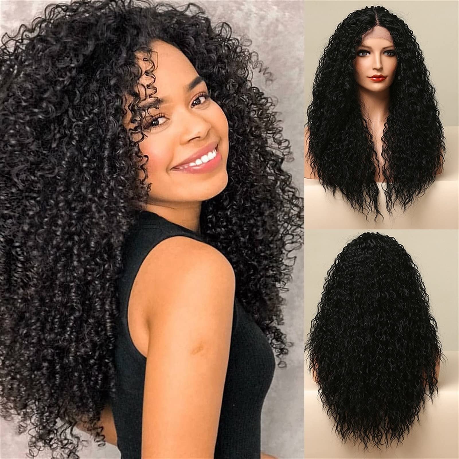 Amazon.co.jp: かつら 黒人女性のキンキー皮耐熱性透明レースの