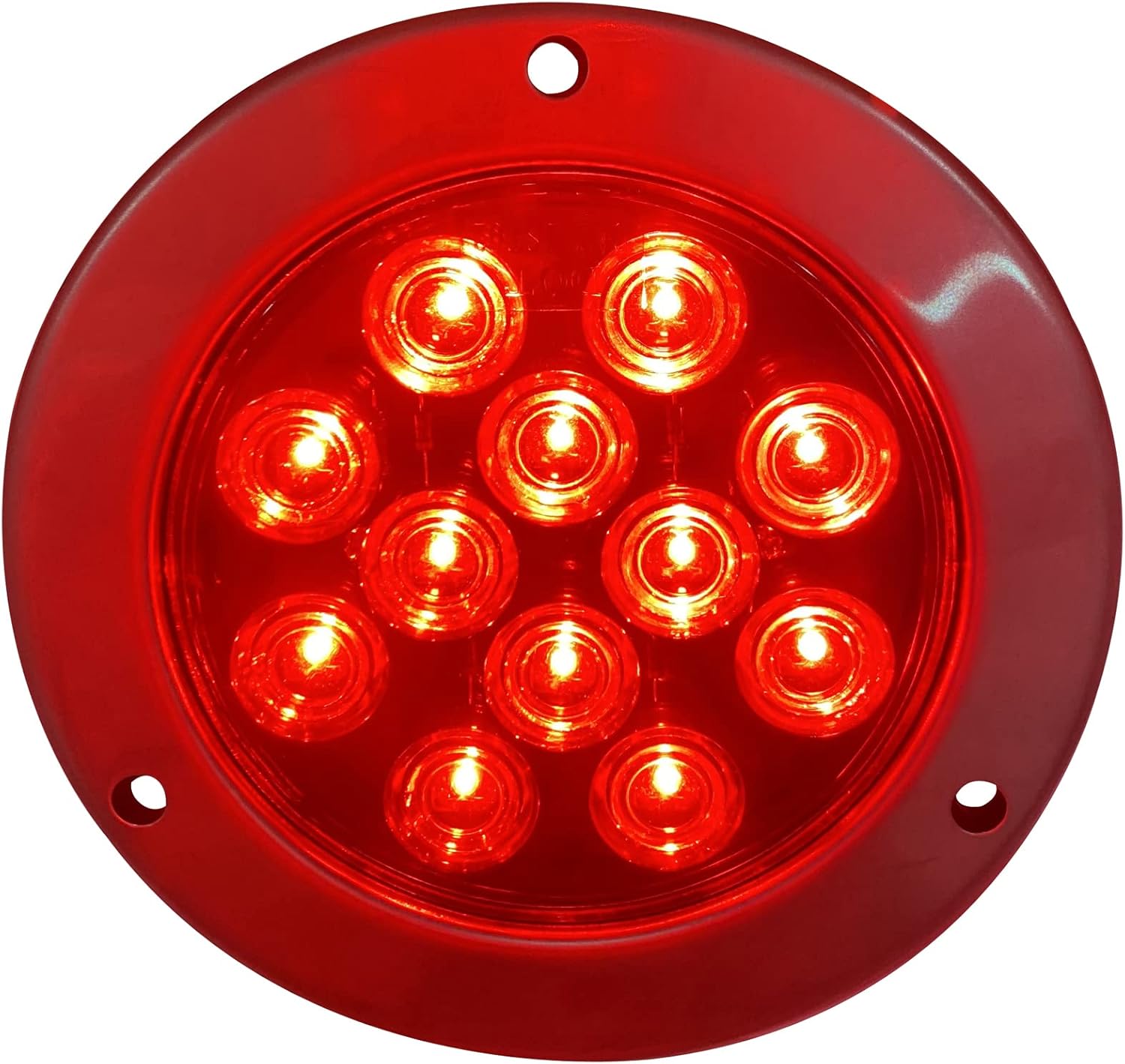MAXXHAUL 2 Pcs 4" Round Red LED Trailer Tail Lights with Stainless Steel Bezel Ring IP67 Stop Brake Turn Tail Lights for Truck Trailer RV Jeep