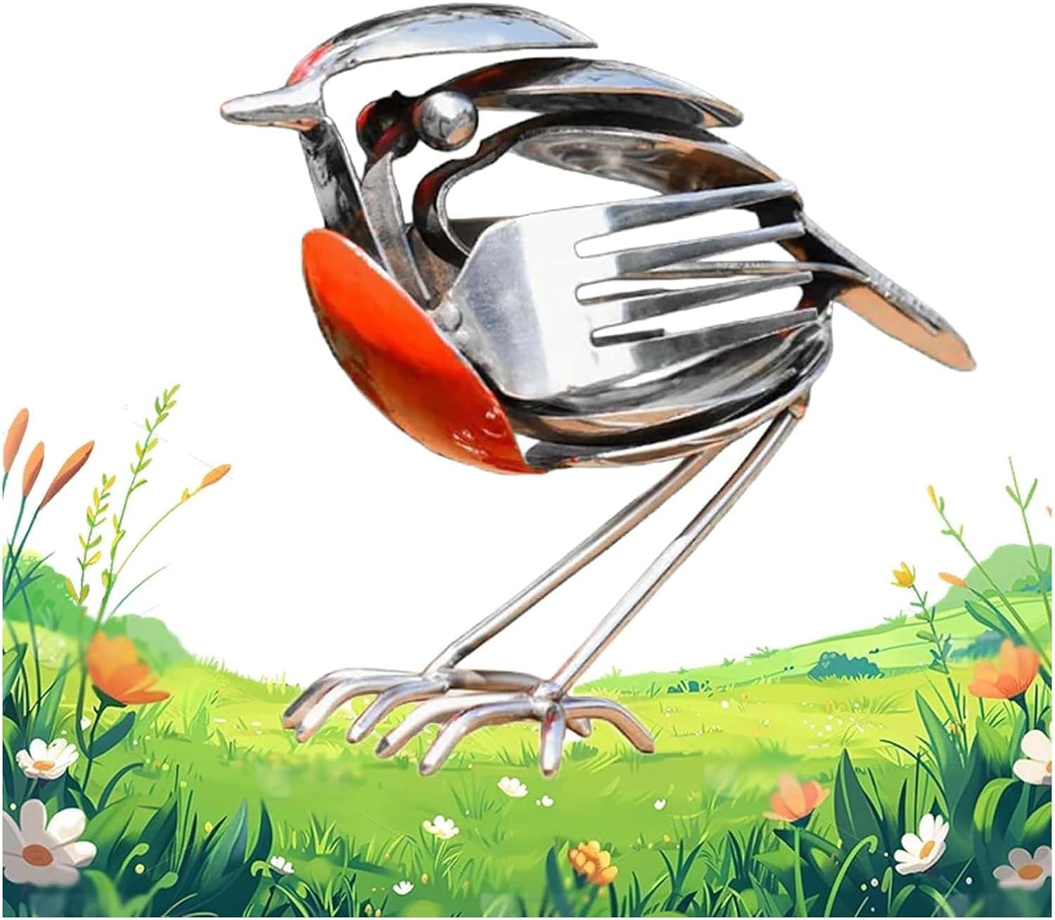 Hope Wings, Robin Scrap Metal Art Sculpture, Metal Art Sculpture - Handcrafted Bird Statue, Unique Home Decor for Garden, Patio, or Office Desk, Decorative Steel Craft