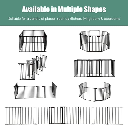 Miniatura 8 de Costzon Puerta de seguridad para bebés, valla de chimenea de 6 paneles, puerta plegable para bebé extra ancha para fácil con paneles de