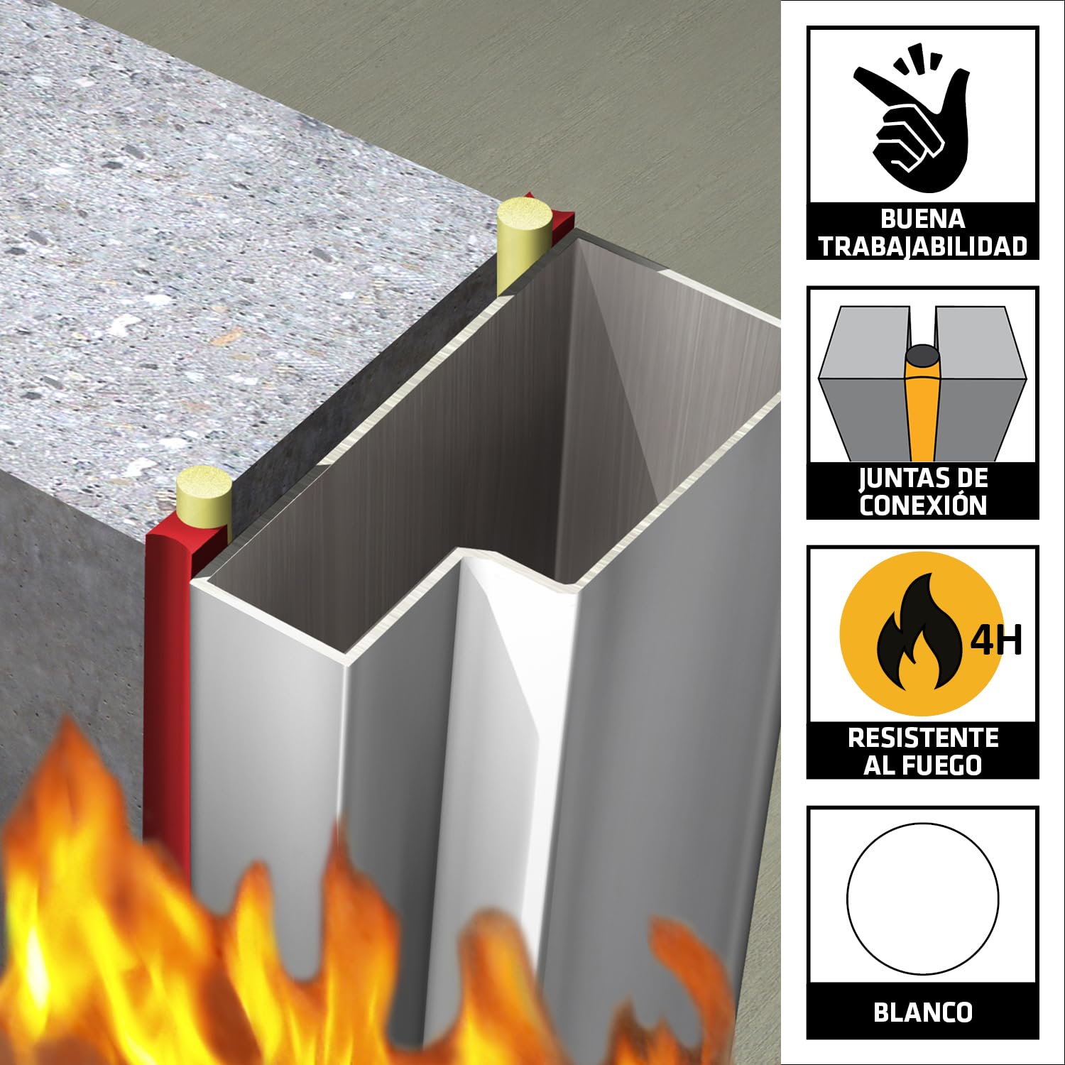 SIKA - Sellador silicona - Sikasil-670 Fire - Blanco - 300ml | Resistente al fuego - Sellado elástico para muros y pavimentos - Uso interior/exterior - Alta protección