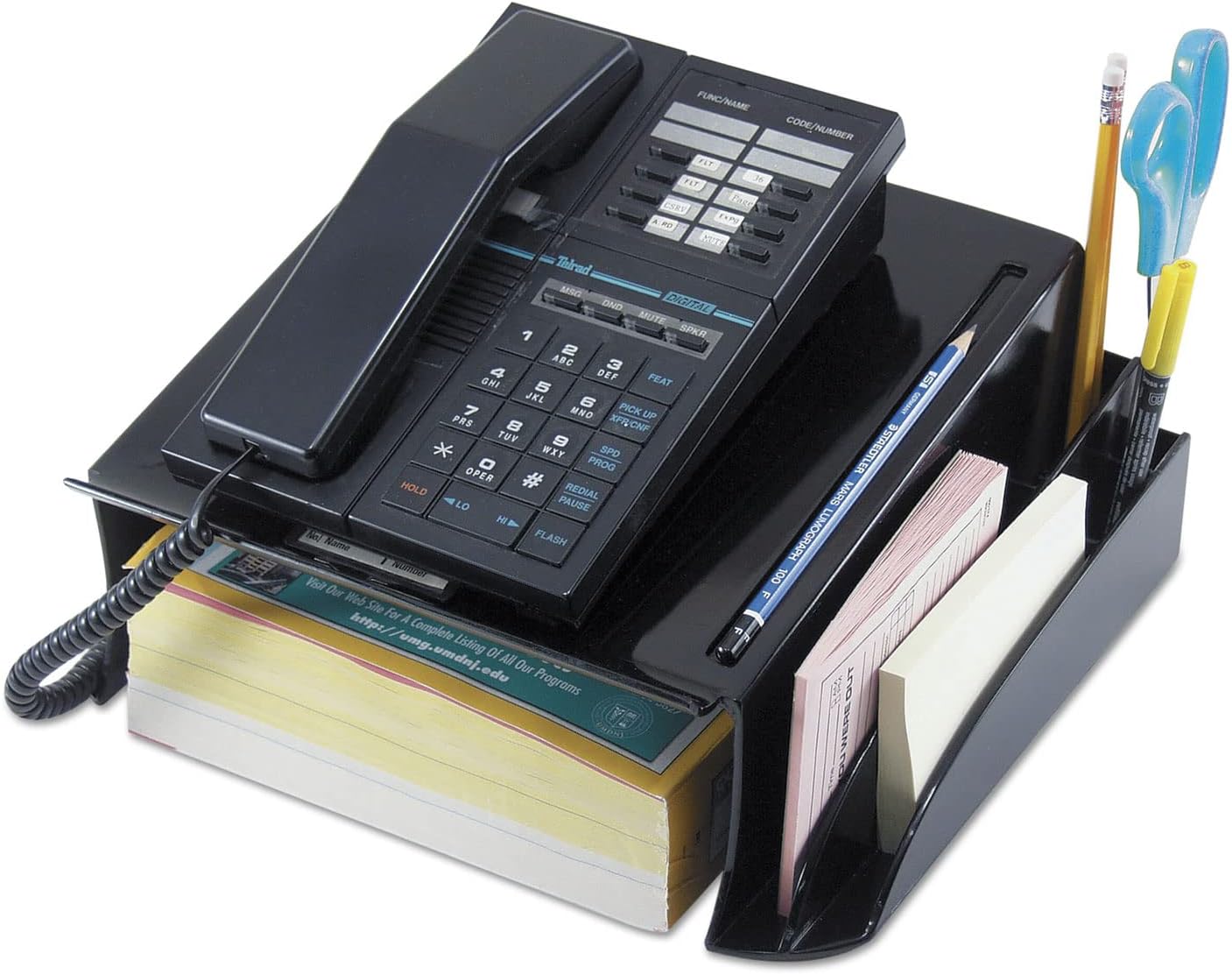 Universal UNV08116 12-1/4 in. x 10-1/2 in. x 5-1/4 in. Telephone Stand and Message Center – Black Universal UNV08116 12-1/4 in. x 10-1/2 in. x 5-1/4 in. Telephone Stand and Message Center – Black