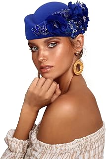 European and American Retro British Felt Headscarf hat Women's Church Derby Headdress with Floral Women's Soft Beret