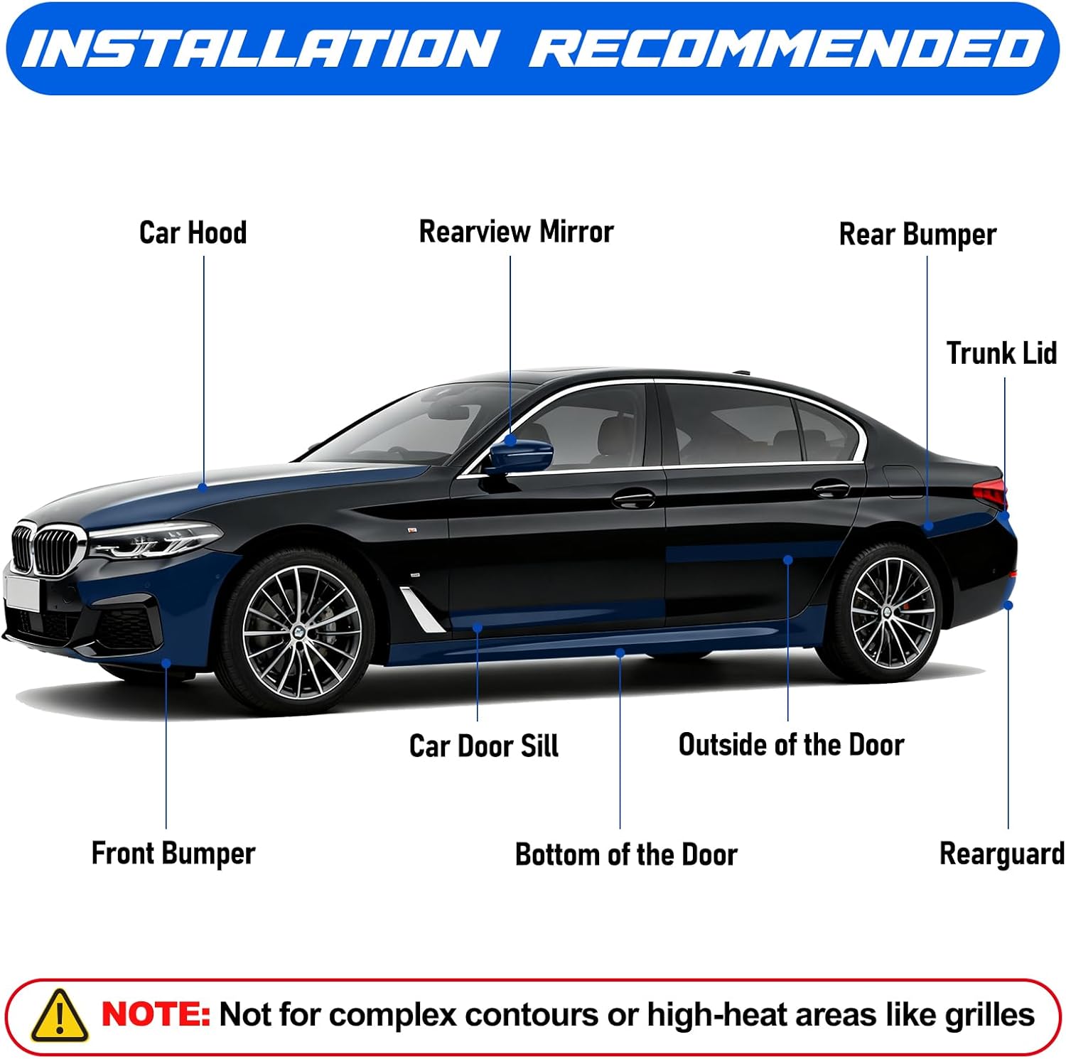 Spurtar Gloss Black Vinyl Wrap 4 Inch x 20ft Air-Release Adhesive Car Vinyl Tape Chrome Delete Wrap Roll DIY Car Exterior Decoration Door Edge Guard Vehicle Detailing Paper 10CM x 6M