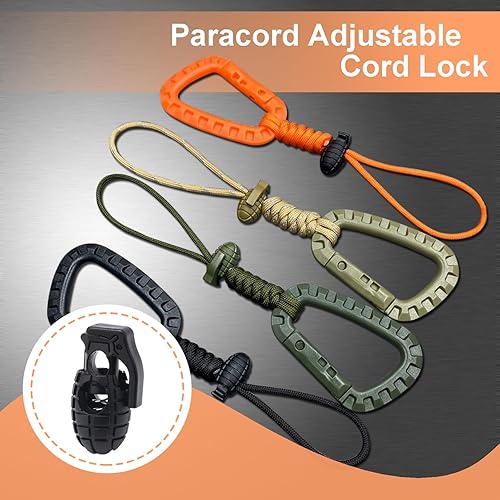 Miniatura 3 de Tapón de bloqueo de cordón de plástico negro para cordón, bloqueo de paracaídas elástico para zapatos, correa de cámara, repuesto de accesorios