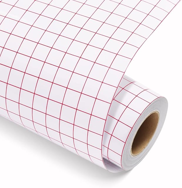 HTVRONT Transfer Tape for Vinyl 6" x 50 Feet Vinyl Transfer Tape Roll w/Red Alignment Grid Application Transfer Tape Perfect for Self Adhesive Vinyl for Signs Stickers Decals Walls Doors & Windows