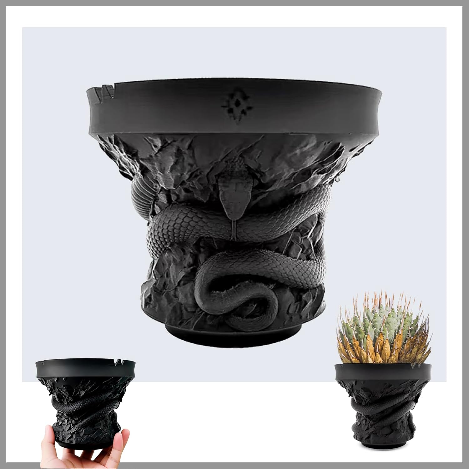 Self-Watering 3D Printed Planter with Drainage,Modern Indoor/Outdoor Flower Pot with Reservoir & Saucer for Succulents,Herbs,Snake Plants