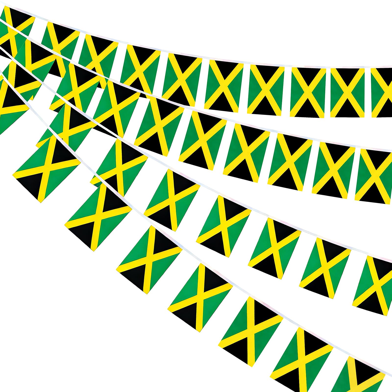 AhfuLife Jamaica Flag Bunting for Jamaica Day Party Decorations, 10m - 30pcs Jamaican Flags Bunting Banner Double Sided Flags for World Cup Event Indoor Outdoor Decorations (14 x 21 cm - 4 Pack)