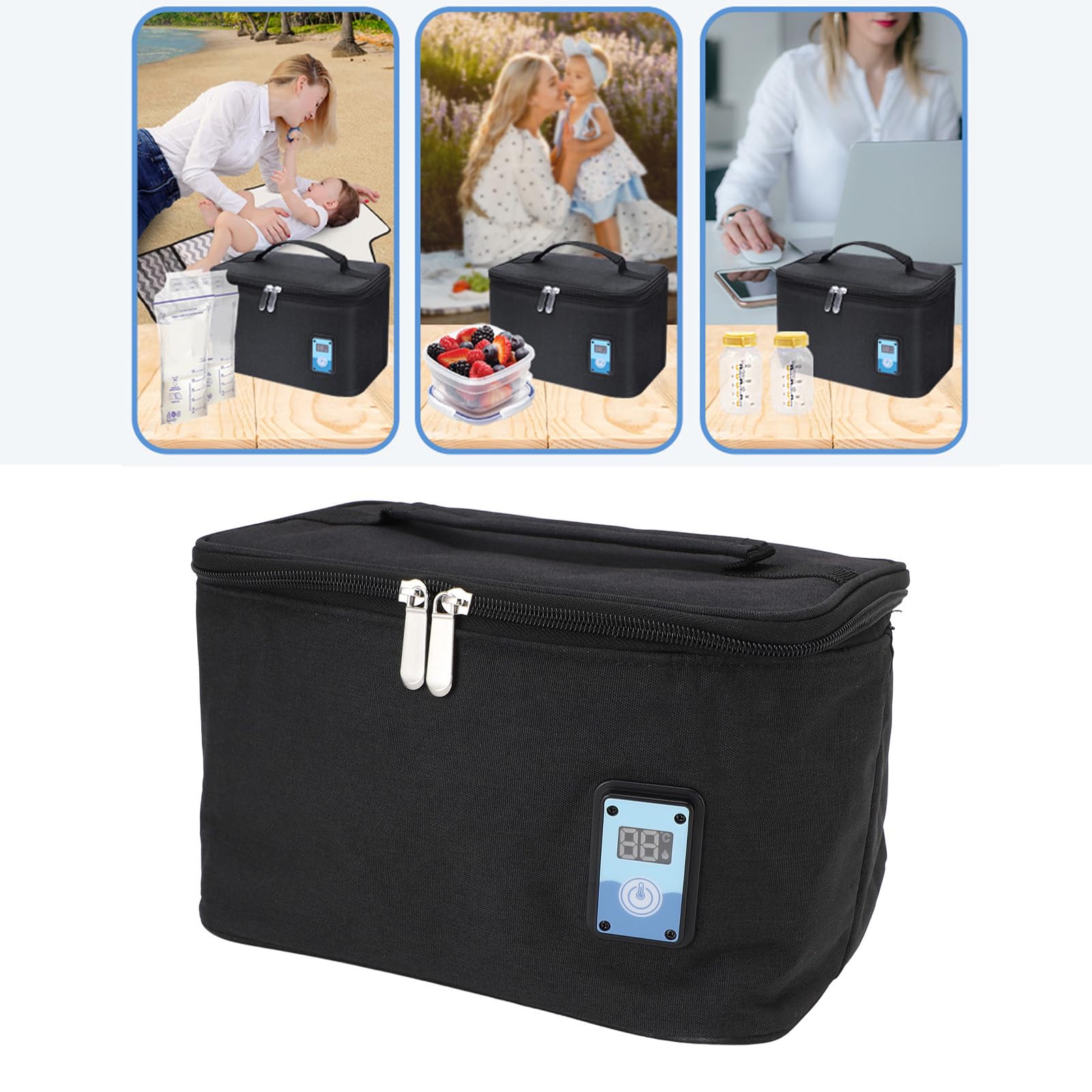 Topiky Sac Isotherme pour Lait Maternel 6800ml, Sac pour Biberon Portable avec Affichage Numérique de la Température, Refroidisseur de Voyage isolé pour Mamans