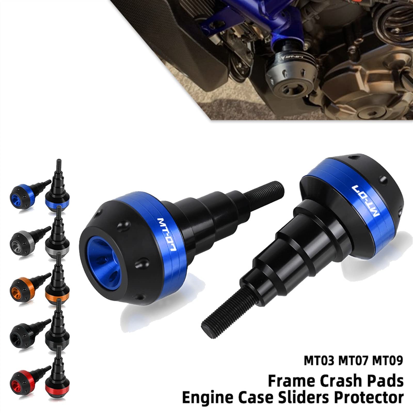 Accessoires de Moto pour Yamaha MT-03 MT03 MT 07 MT-09 2015 2016 2017 2018-2020 Cadre Crash Pads boîtier Moteur curseurs Protecteur (Couleur : Orange, Size : MT03 10MM)