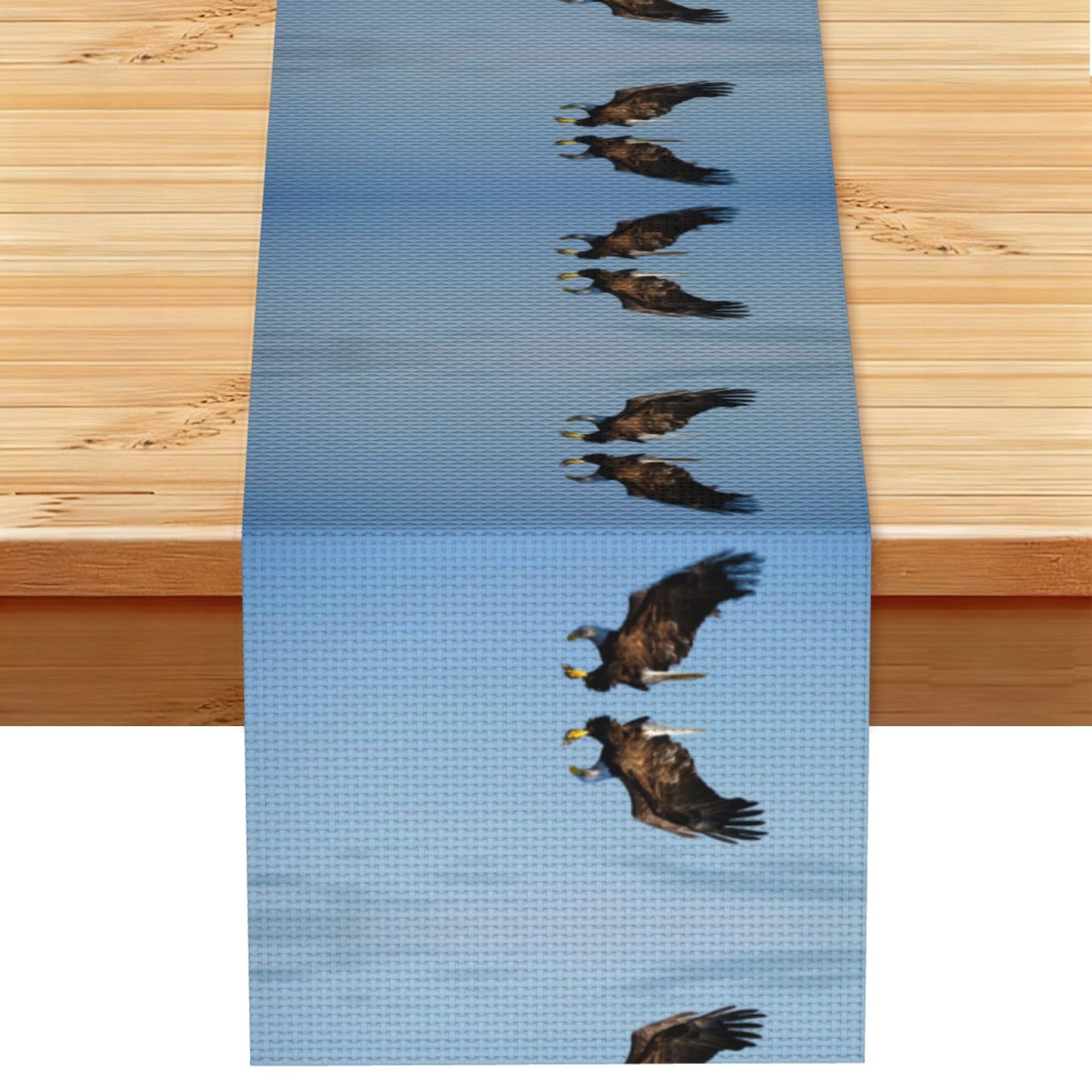 Agile Brown Bald Eagle Printed Table Runner 13 x 72, Wrinkle Resistant Decor for Dining Table Coffee Table Fireplace