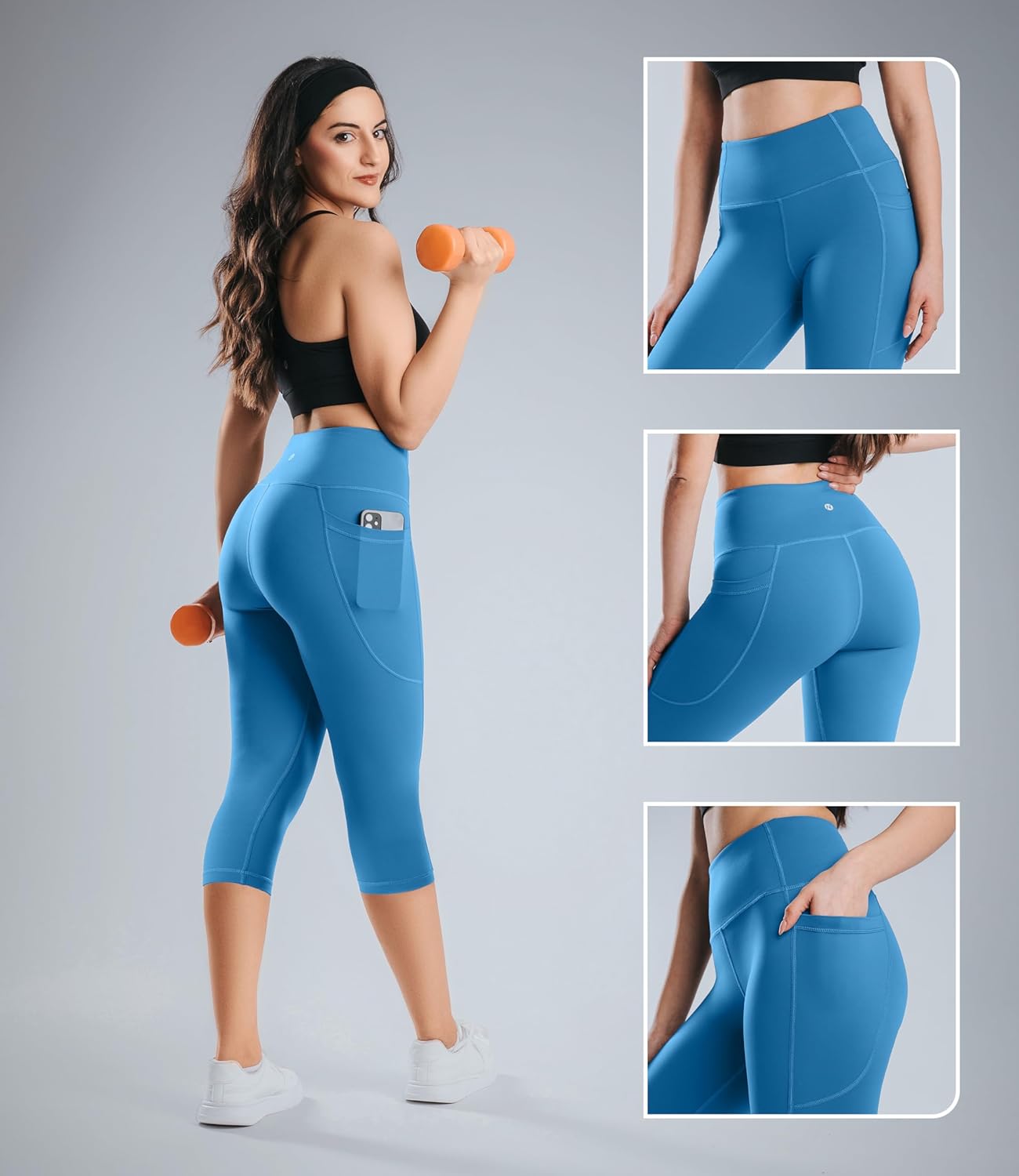 Nirlon NirLUX Capri Leggings for Women - NirLUX Capri Leggings with Pockets for Women, Regular & Plus Size Yoga Pants - Image 2