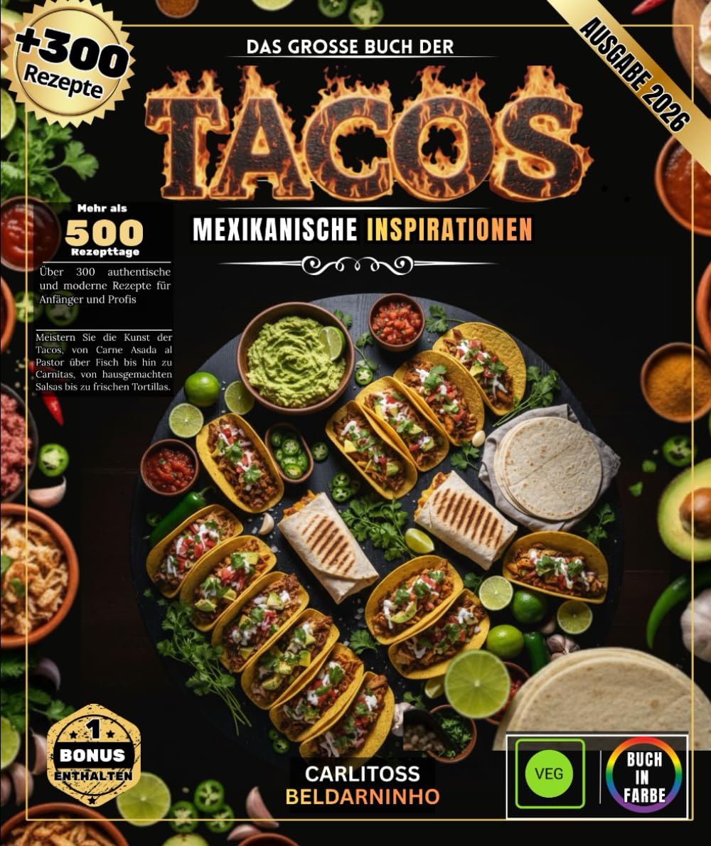 DAS GROSSE BUCH DER TACOS: Über 300 authentische und moderne Rezepte für Anfänger und Profis – Meistern Sie die Kunst der Tacos von Carne Asada bis ... bis zu frischen Tortillas (German Edition)