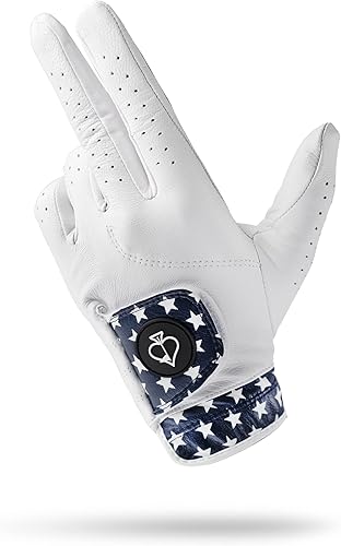 Pins & Aces - Diseño de guantes de golf Stars - Cuero Cabretta AAA de alta calidad, guante de viaje duradero de larga duración para hombres o