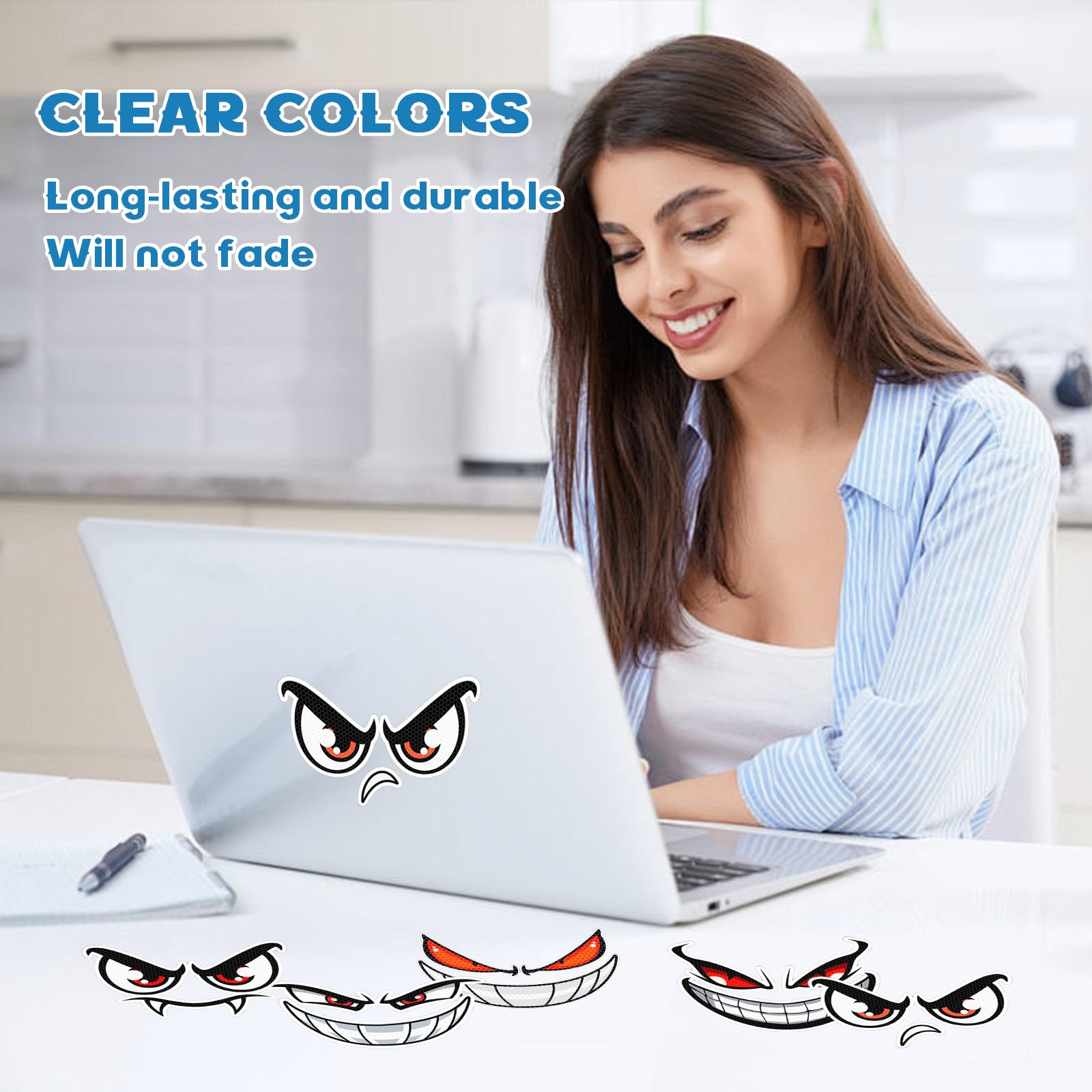 Lustige Augen-Aufkleber Für Mähroboter - 5 Blatt Dämon Design Für Rasenmäher & Staubsauger