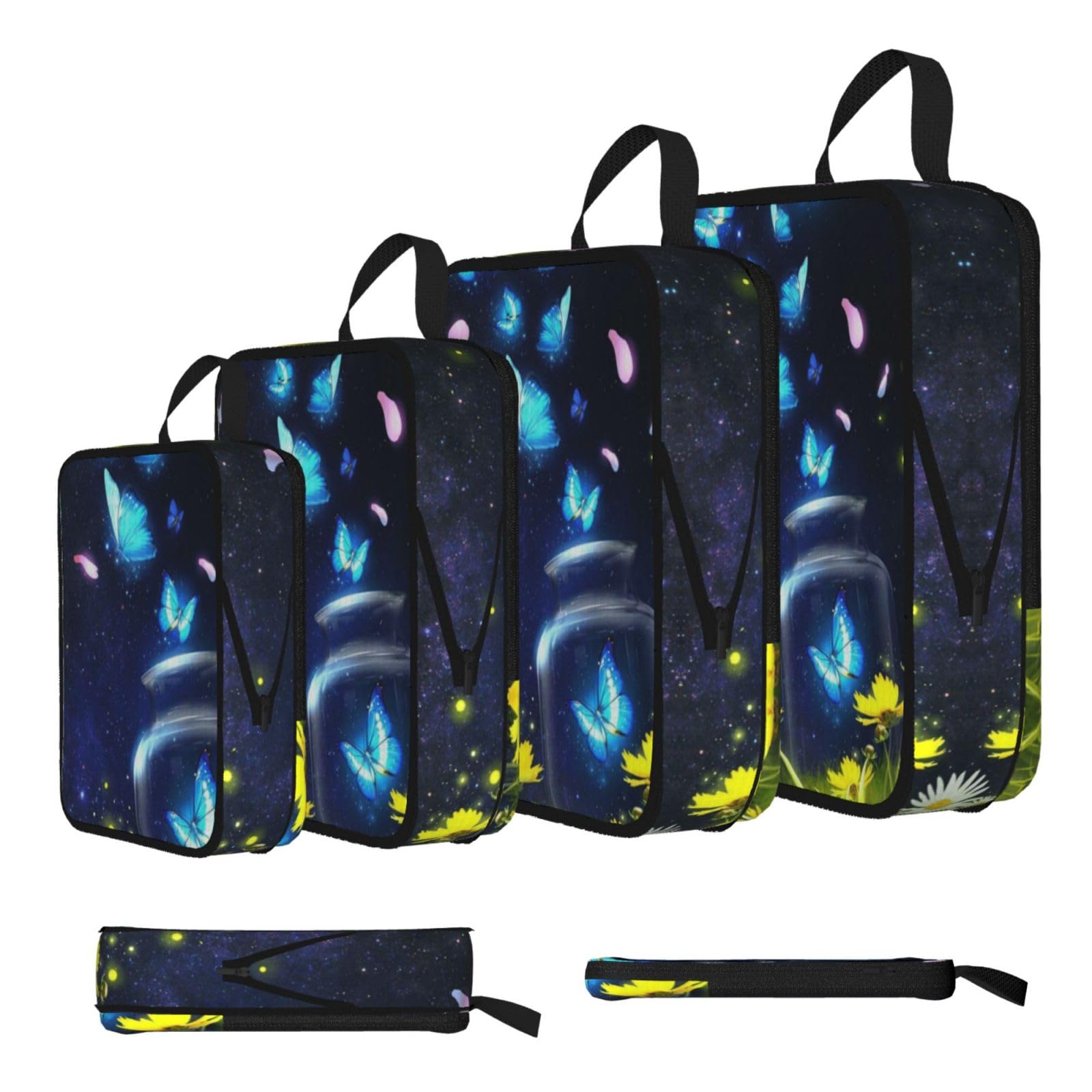Butterflies Print 4 Set Compression Packing Cubes For Suitcases,Expandable Storage Bags Organizers