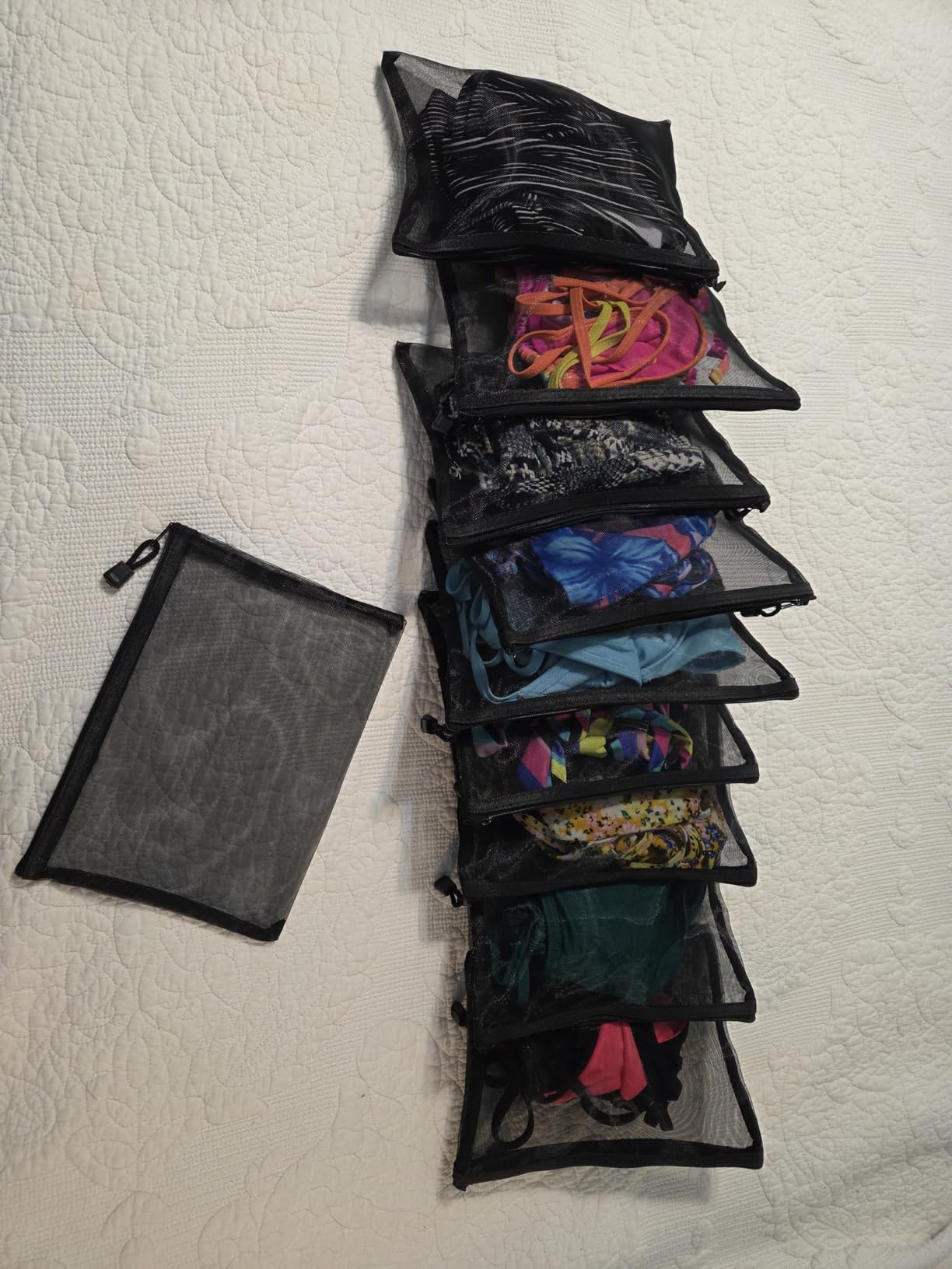 Norme 10 Pieces Black Mesh Bags Makeup Bags Cosmetic Travel Organizer Bags Mesh Zipper Pouch Pencil Case, 9.5 x 7.1 Inches