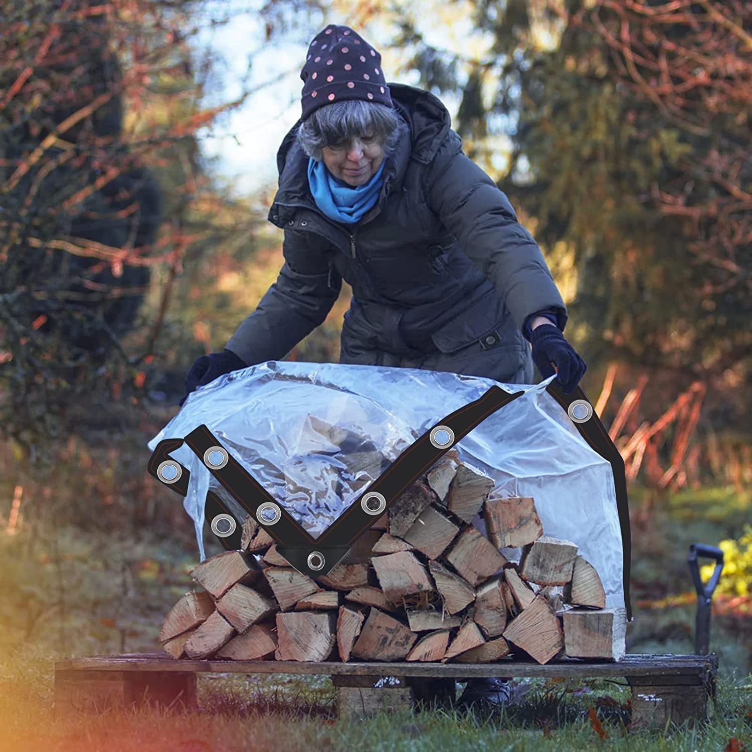 Dekzeil, waterdicht, transparant, voor buiten, doorzichtig, met ogen, balkon, regenbescherming, afdekzeil, tuinmeubelen, voor buiten, waterdicht, met bindtouw, 2 x 2.5 m
