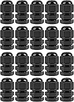 Vista 9 de Surtido de prensaestopas de nailon IP68, impermeable, con certificación UL y compatible con RoHS, 20 piezas, alivio de tensión de cable de 1/4 Negro