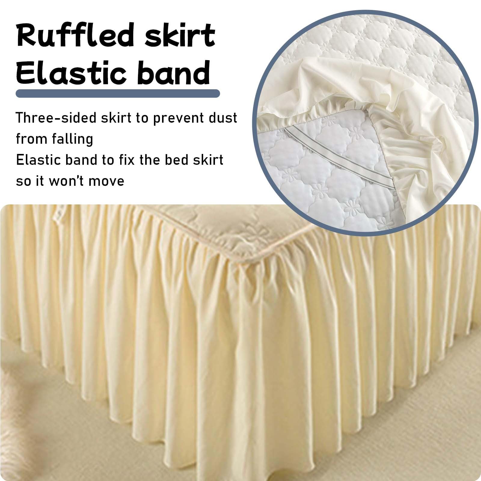 Xiao Ren Bett Husse Box Spring Bett Bettrock Elastisch Bed Skirts & Valances Bettrock Tagesdecke 180x200 RüSchen(#4,150x200cm)