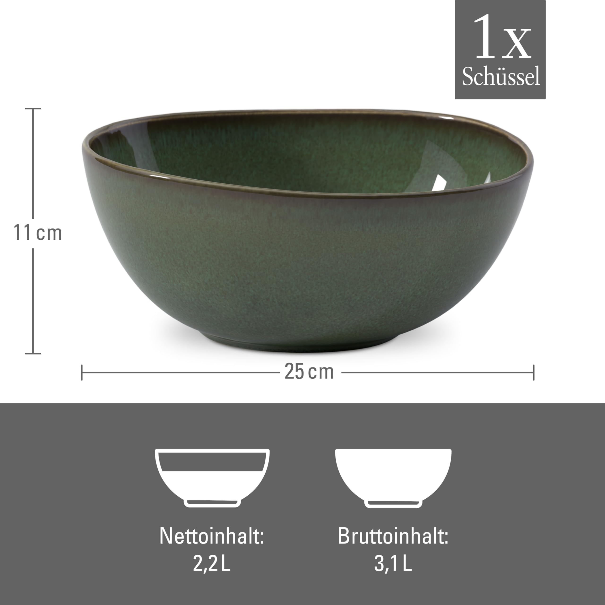 like. by Villeroy & Boch Lave Vert Ensaladera 25,5x25,5x10,5cm