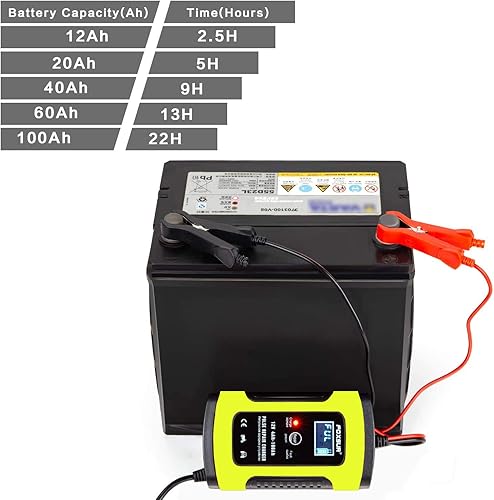 Miniatura 5 de Cargador y mantenedor de batería de automóvil, 12 V, 5 amperios, cargador de batería inteligente totalmente automático con pantalla LCD, utilizado