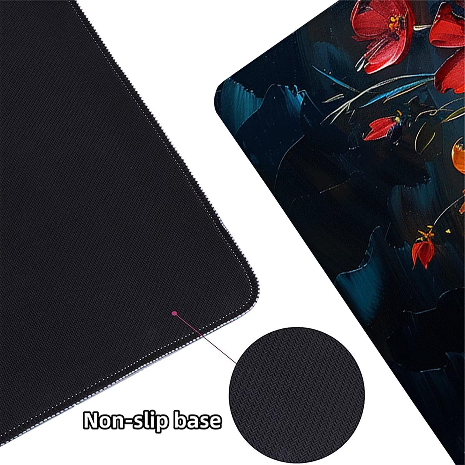 Florero Alfombrilla Ratón Gaming XXL 1500x800 mm, Alfombrilla Gaming Rojo Mousepad con Base de Goma Antideslizante, Impermeable Desk Mat para Teclado y Raton, Accesorios Gaming, Regalos de Hombre I-N