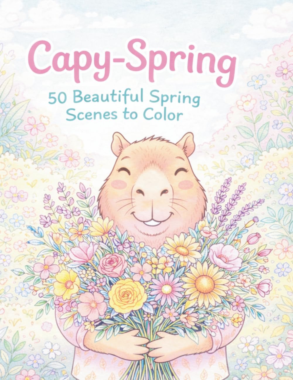 Capy-Spring: 50 Beautiful Spring Scenes to Color: A Relaxing Springtime Journey with the World's Chillest Capybaras