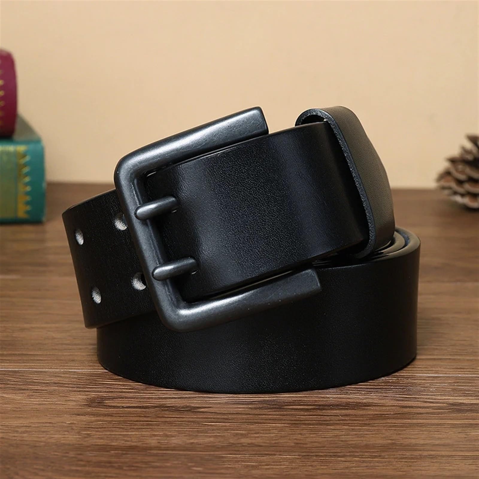 Ceintures pour homme Ceinture 4.3 cm d'épaisseur en cuir véritable ceinture hommes Double boucle ardillon Cowboy jean sangle mâle