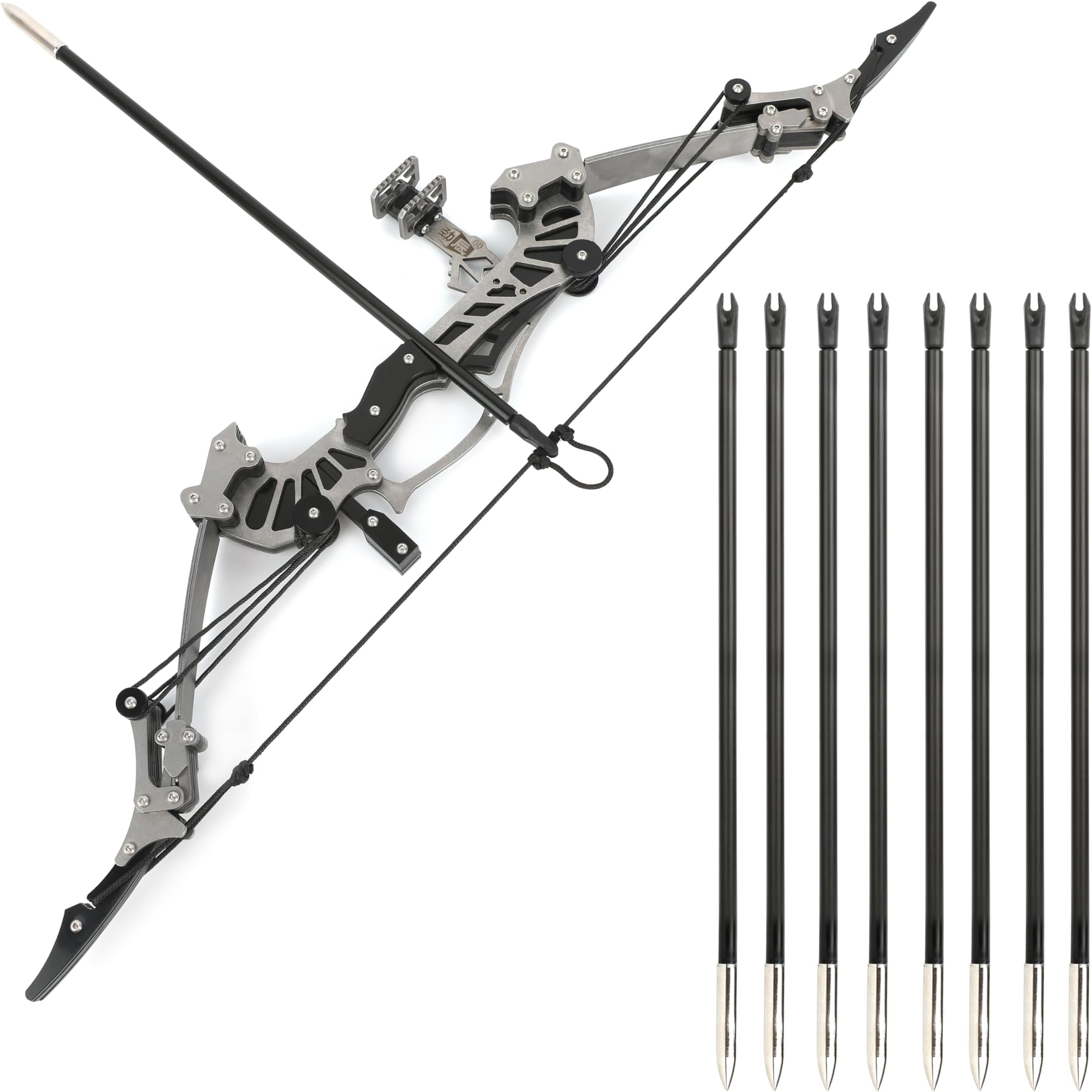 16" Compound Bow and Arrow Set 16lbs, Right/Left Handed for Target Shooting Hunting Games Archery Bow Set Gift