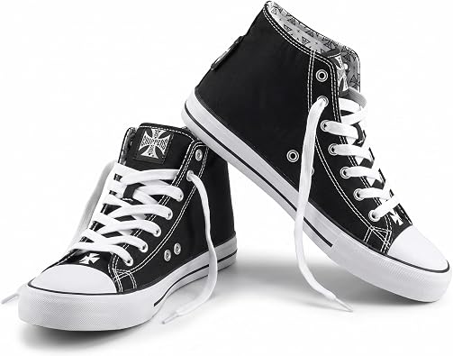 Warrior Hi-Tops Shoes - Black" to "West Coast Choppers Warrior Hi-Top Unisex Sneakers - Canvas Sneakers, Streetwear Shoes, Casual Black Sneaker for Men and Women