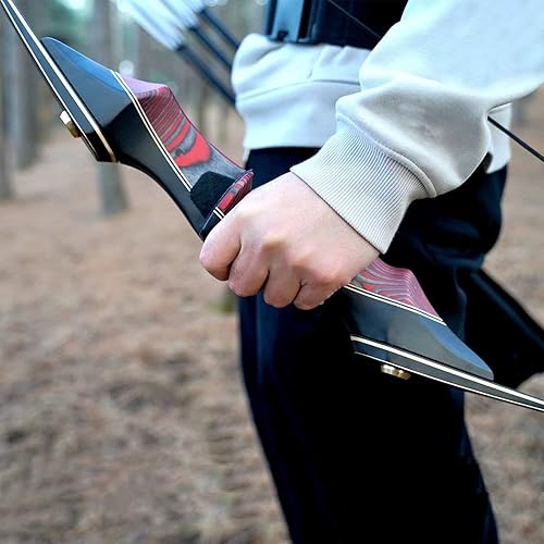 Miniatura 19 de PMZ Newset - Juego de arco y flecha recurvo, kit de arco de caza de tiro con arco de madera de 60 pulgadas, para jóvenes principiantes a prácticas